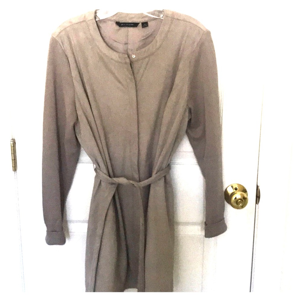 Grayish purple suede jacket sweater knit sleeve